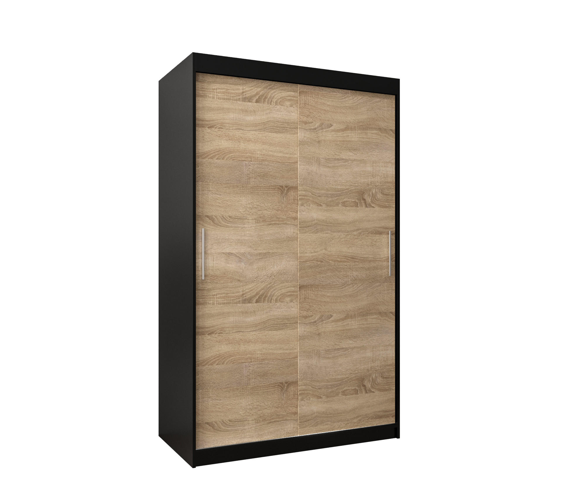 SCHWEBETÜRENSCHRANK 200/120/62 2-türig - Silberfarben/Schwarz, Holz/Kunststoff (120/200/62cm) - Abiks Möbel