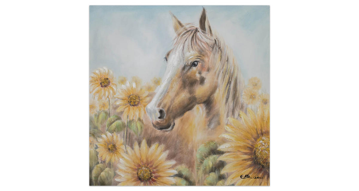 RUČNE MAĽOVANÝ AKRYLOVÝ OBRAZ 80/80 cm, hnedý/žltý, prírodný a botanický motív - hnedá/žltá, drevo/textil (80/80cm) - KUNSTLOFT