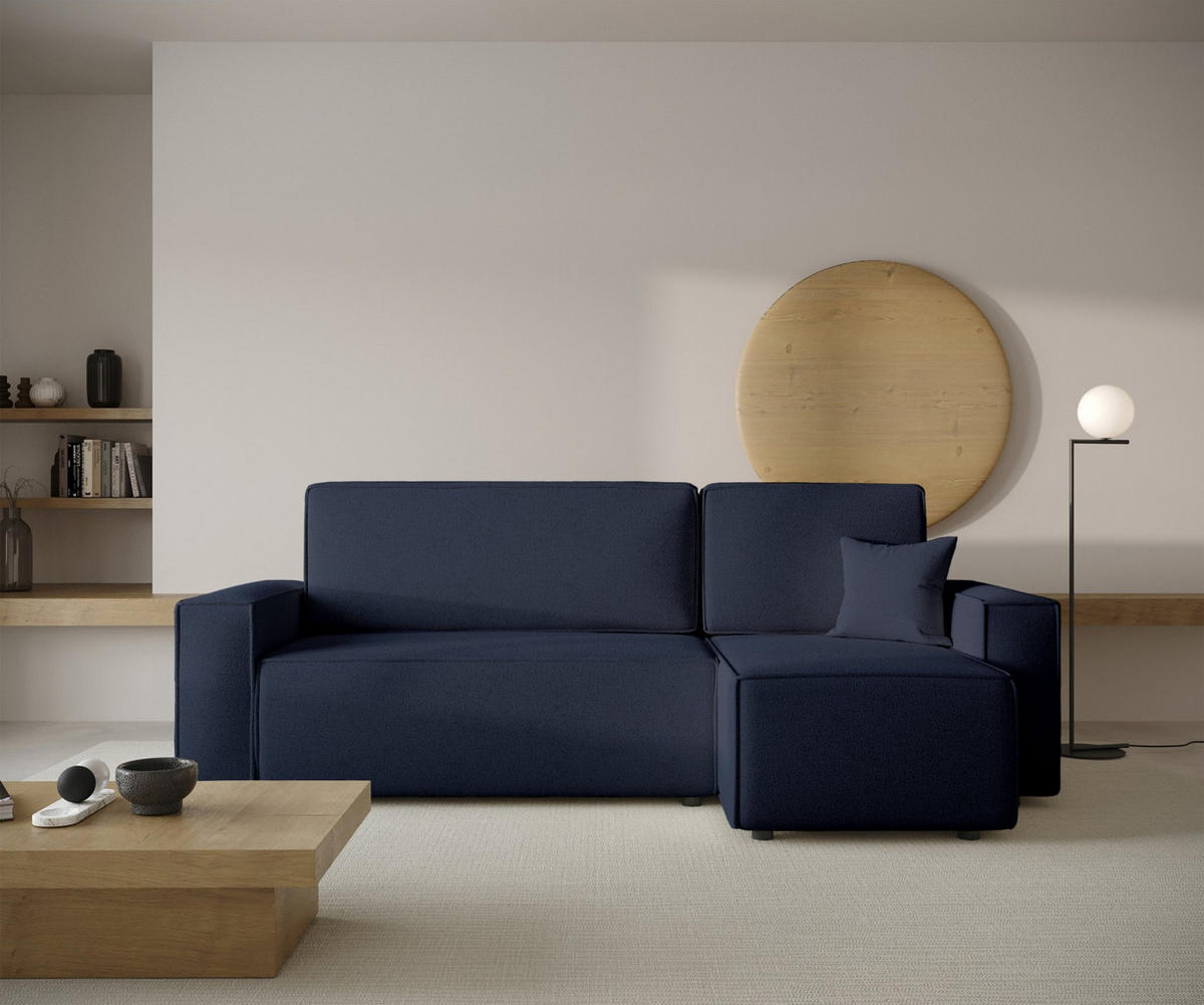 ECKSOFA Copertino Dunkelblau beidseitig montierbar - Schwarz/Dunkelblau, Kunststoff/Textil (244/145cm) - Selsey