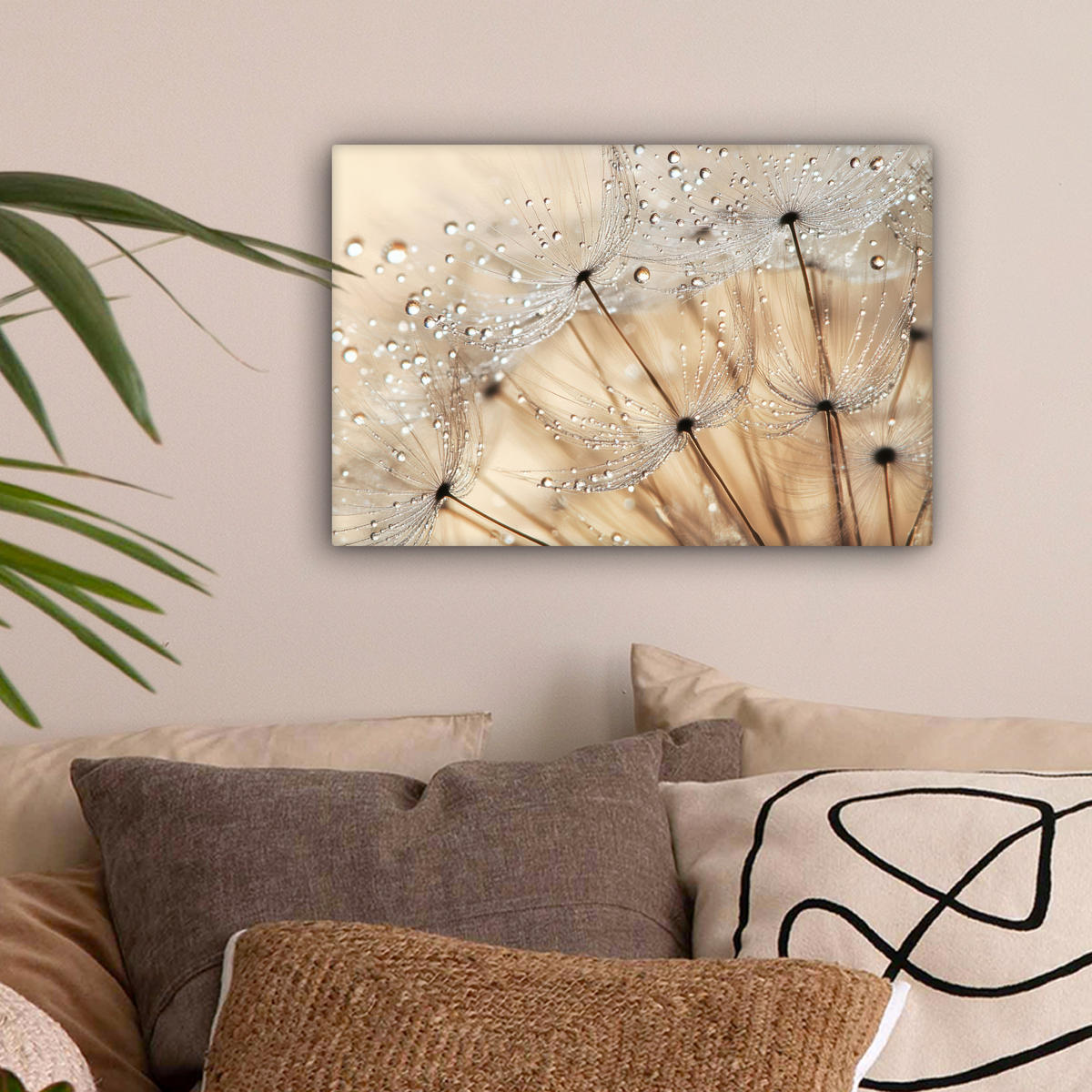 LEINWANDBILD Löwenzahn - Abstrakt - Natur - Beige 30x20 cm - Braun, Textil (30/20cm) - MuchoWow