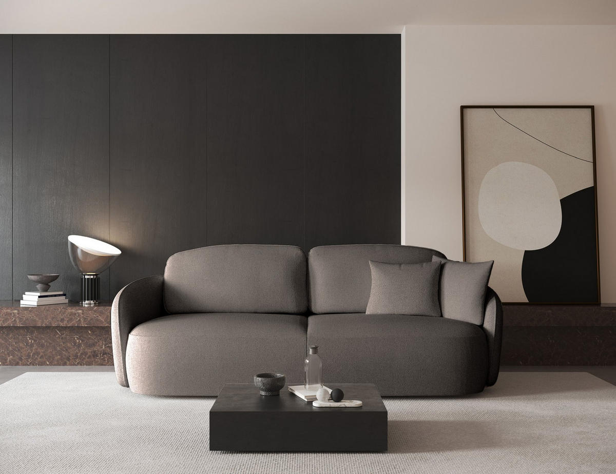 3-SITZER-SOFA Savoy Hellbraun mit Schlaffunktion - Hellbraun/Schwarz, Kunststoff/Textil (254/96/105cm) - Selsey