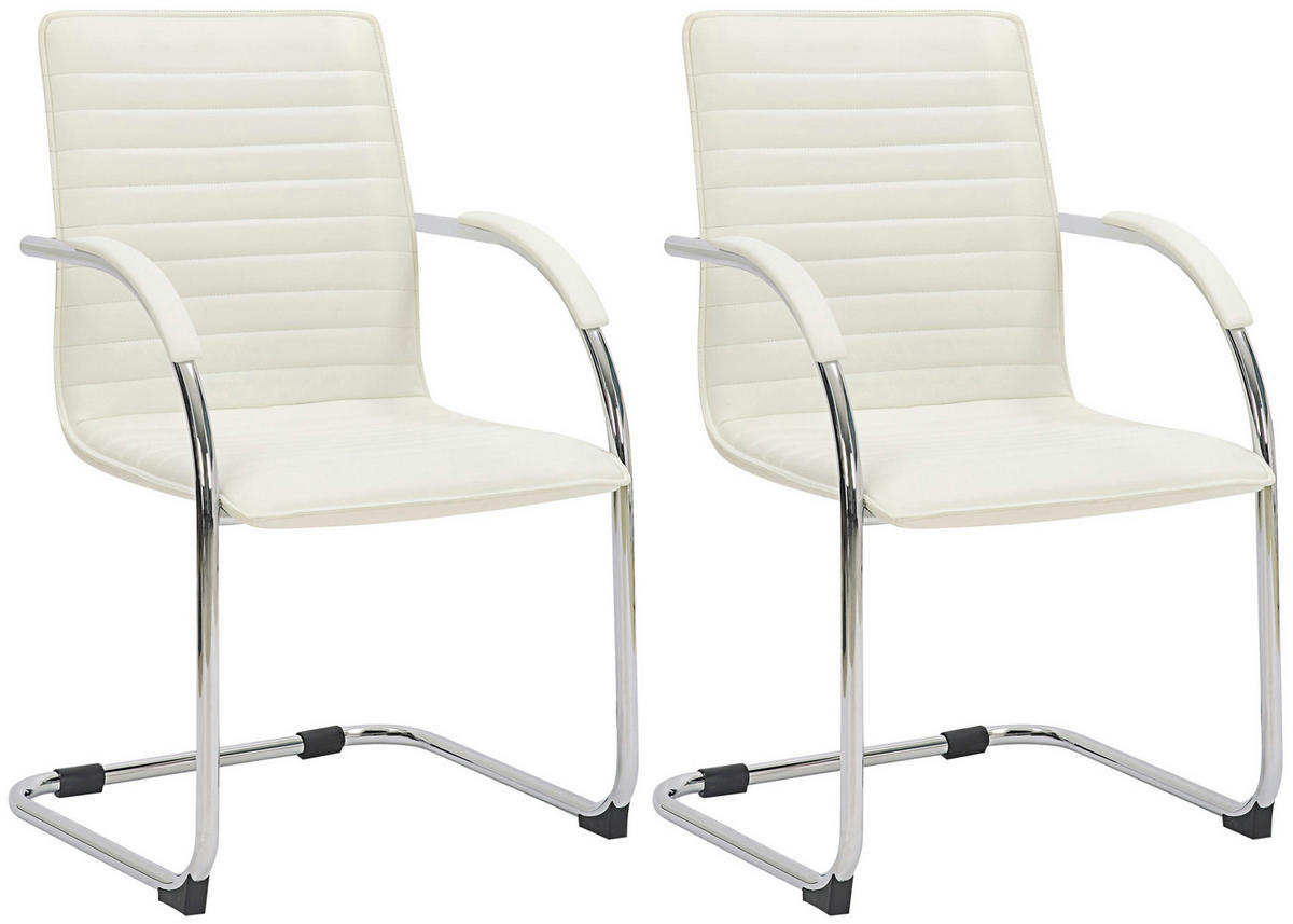 SCHWINGSTUHL 2er Set Lederlook weiß - Weiß, Textil/Metall (56/95/60cm) - CLP
