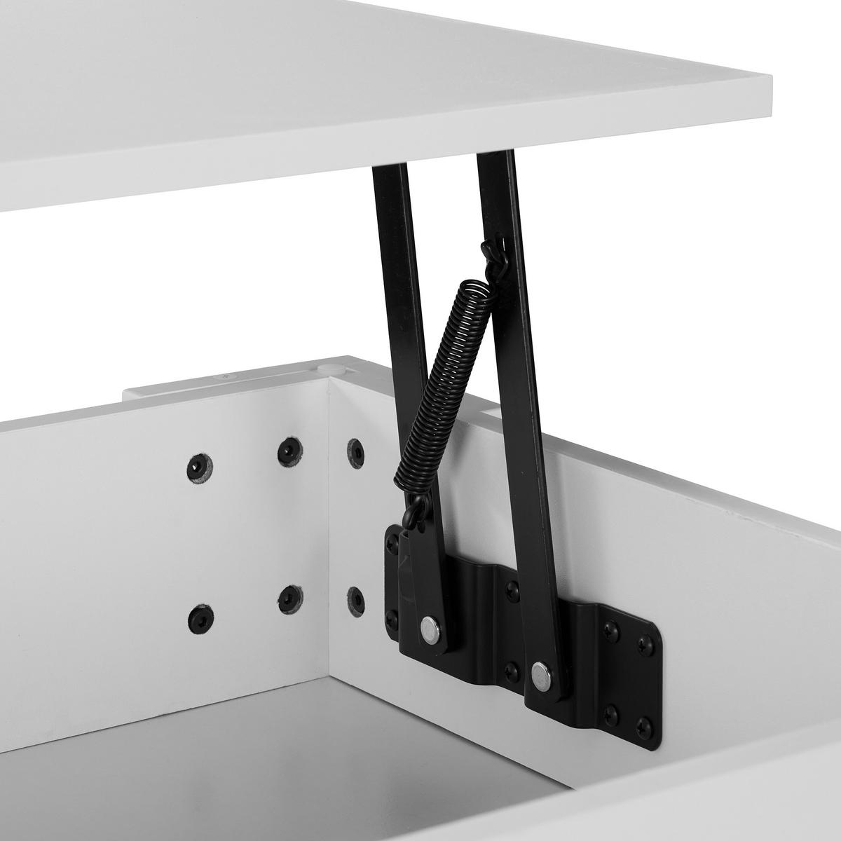 COUCHTISCH Weiß höhenverstellbar Stauraum 98x50 cm - Weiß, Holzwerkstoff/Metall (50/98/42cm) - Relaxdays