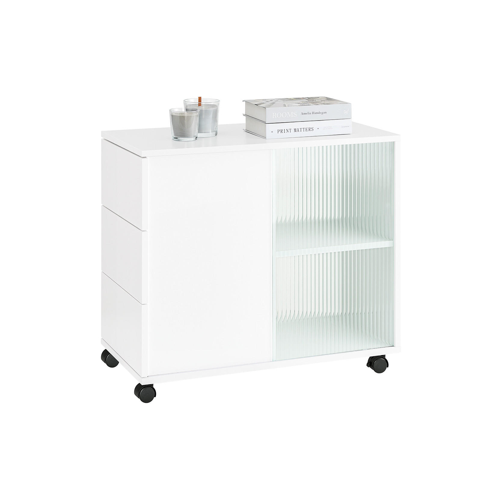 AKTENSCHRANK Weiß - Weiß, Glas/Holzwerkstoff (35/61/70cm) - SoBuy