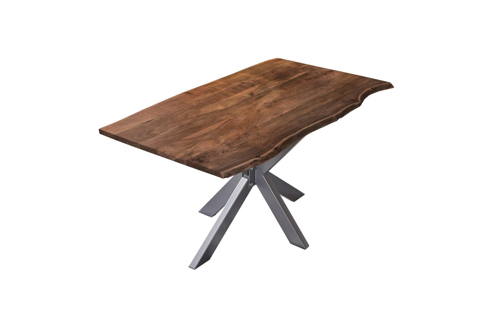 ESSTISCH BENNI - Silberfarben/Braun, Holz/Metall (100/200/77cm) - SAM
