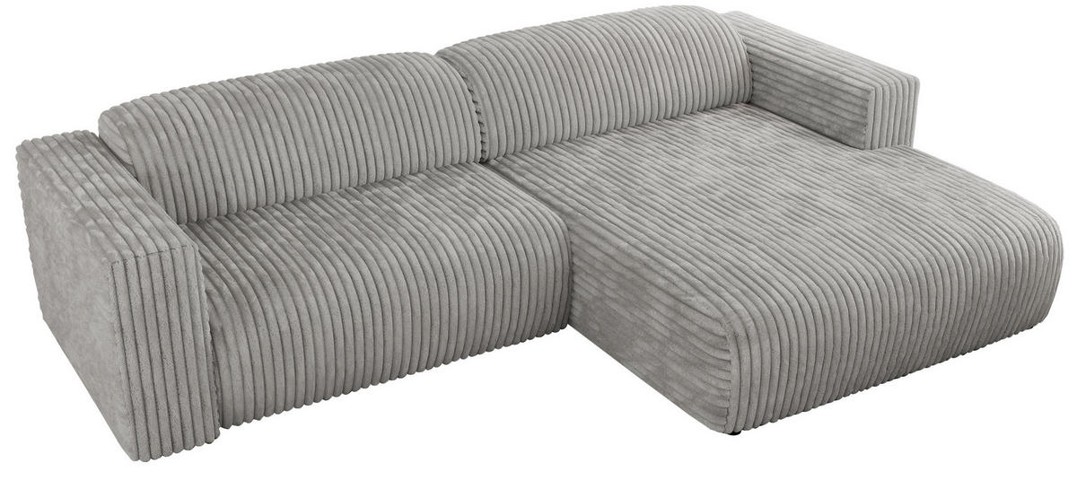 ECKSOFA PASADENA Hellgrau Cord - Rechts Seite - Hellgrau/Schwarz, Kunststoff/Textil (180/288cm) - MKS