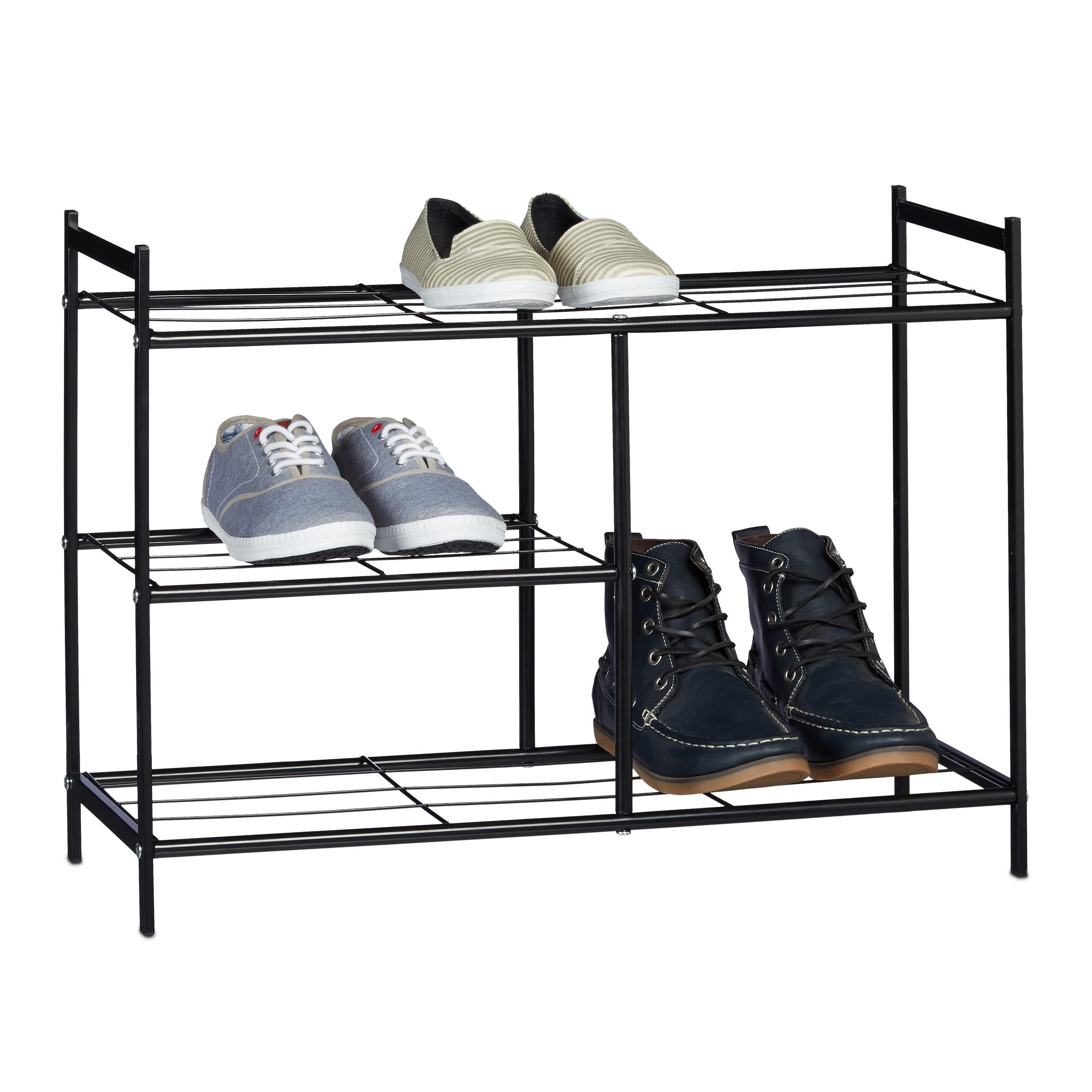 SCHUHREGAL - Schwarz, Metall (70/50.5/26cm) - Relaxdays