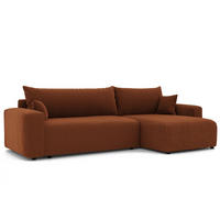 ECKSOFA Luna Max Mit Schlaffunktion - Rotbraun, Holzwerkstoff/Textil (145/278cm) - Fun Möbel