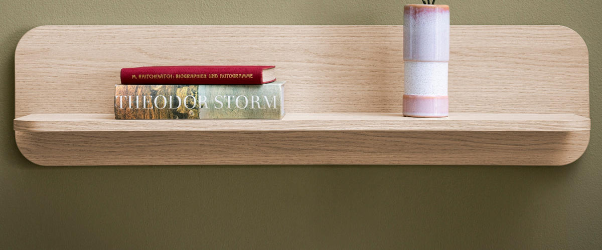 WANDBOARD Eiche natur 90 cm, Wandregal skandinavisch - Eichefarben, Holzwerkstoff/Metall (90/22/19cm) - Furn.Design