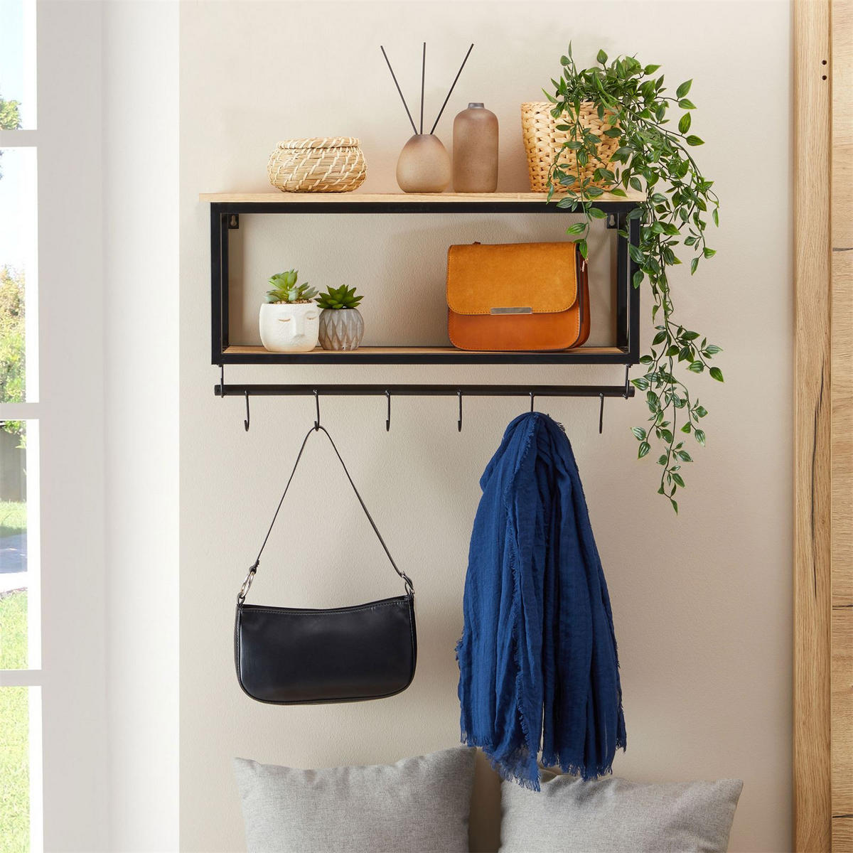 WANDGARDEROBE ARMANDO - Schwarz/Braun, Metall (62/35/20cm) - CARO-Möbel