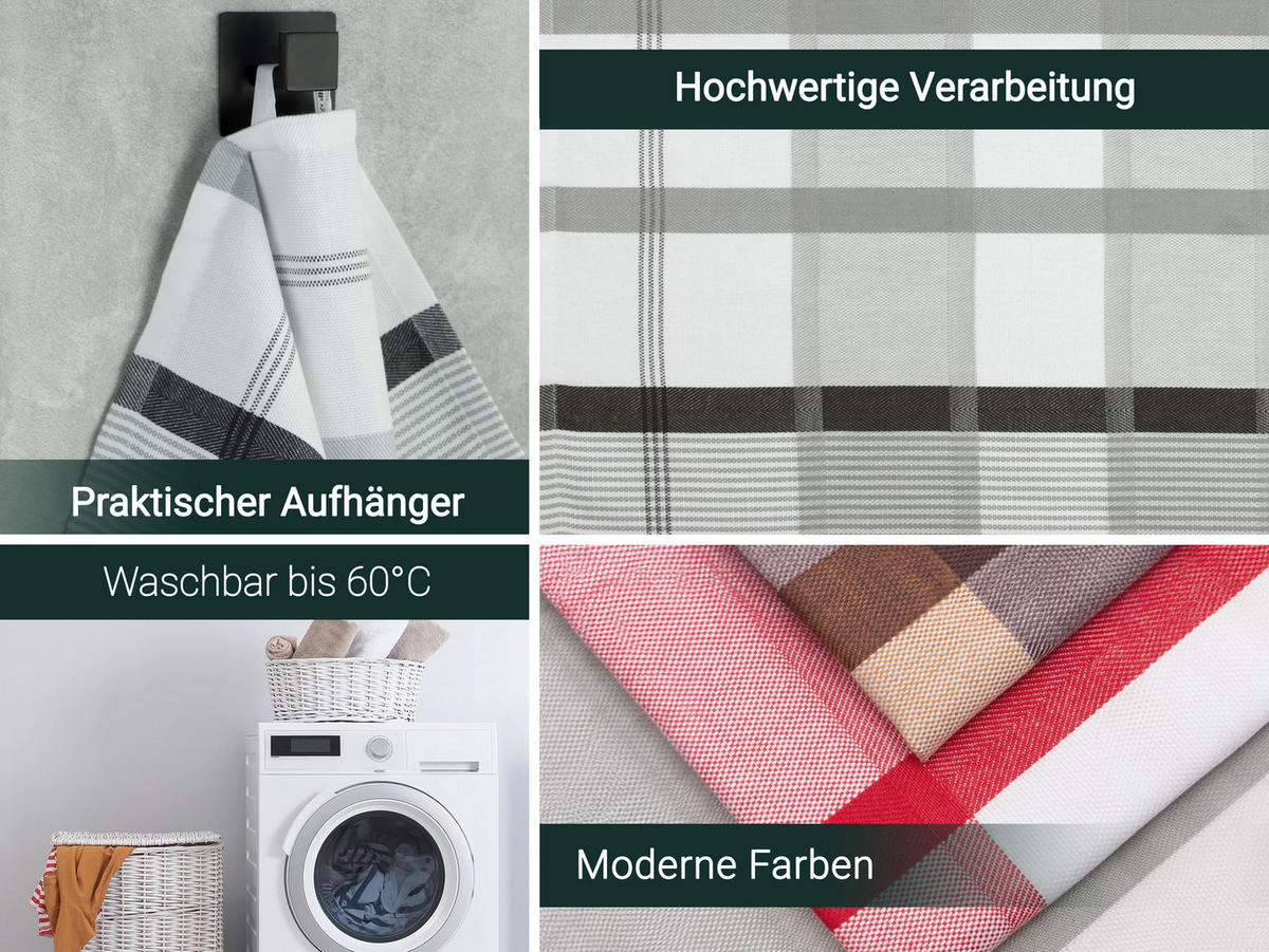 GESCHIRRTÜCHER, 4er-Set, 50x70 cm, 100% Baumwolle, Grau - Grau, Textil (50/70cm) - Zollner