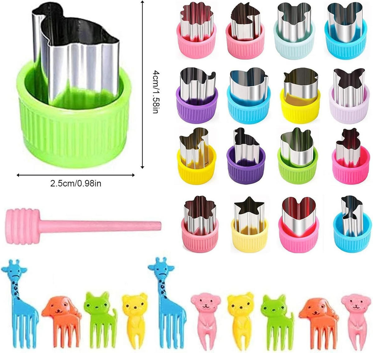 KINDERKÜCHE 27 Stück Ausstecher, Sandwich Formen, Bento Zubehör - Pastellgrün, Kunststoff (3/6/3cm) - Authentics