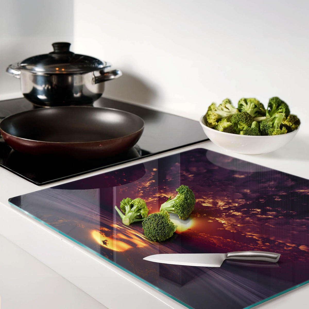 GLASPLATTE 60x52 cm Sonnenuntergang - Gelb, Glas (60/0.4/52cm) - TULUP