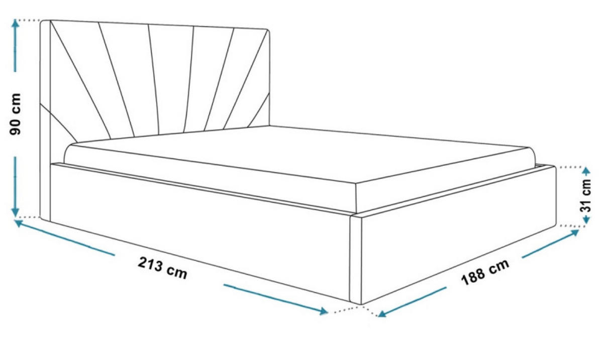 BETT Grün SIM 3 Gepolstert 180x200 cm - Schwarz/Grün, Textil/Metall (180/200cm) - Sepro Meble