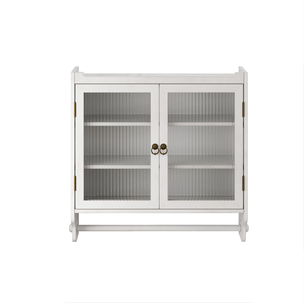 KÜCHENOBERSCHRANK 60/18/63 cm aus Massivholz und MDF mit Riffelglastüren Weiß gewaschen - Weiß, Holz (63/60/18cm) - Modenvie