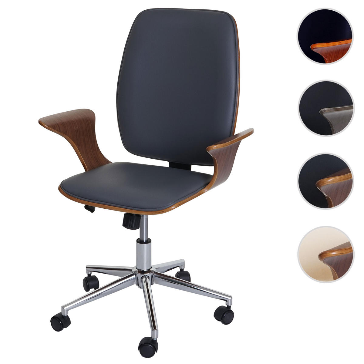 BÜROSTUHL Walnuss Dekor, Grau - Walnussfarben/Grau, Holz (66/101/67cm) - MCW
