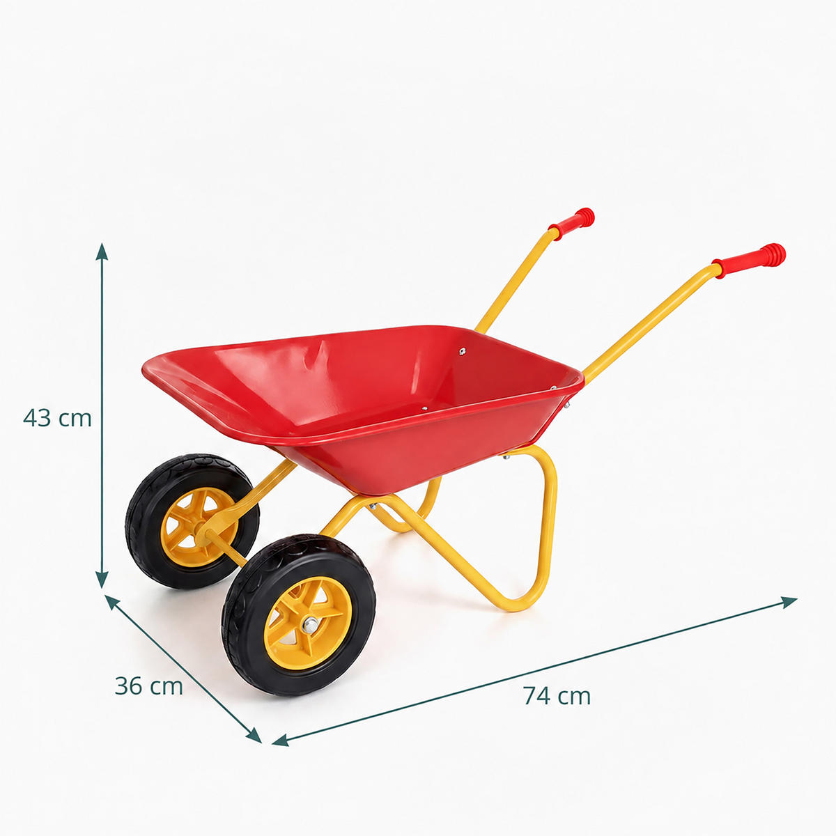 KOLEČKO Červené pro děti - červená, kov/plast (74/43/36cm) - Relaxdays