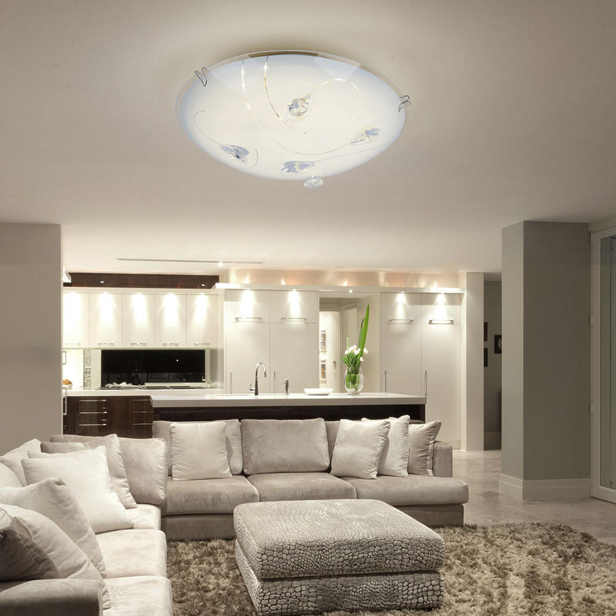 LED DECKENLEUCHTE Glas Weiß Chrom - Weiß, Glas (25/25/7.5cm)