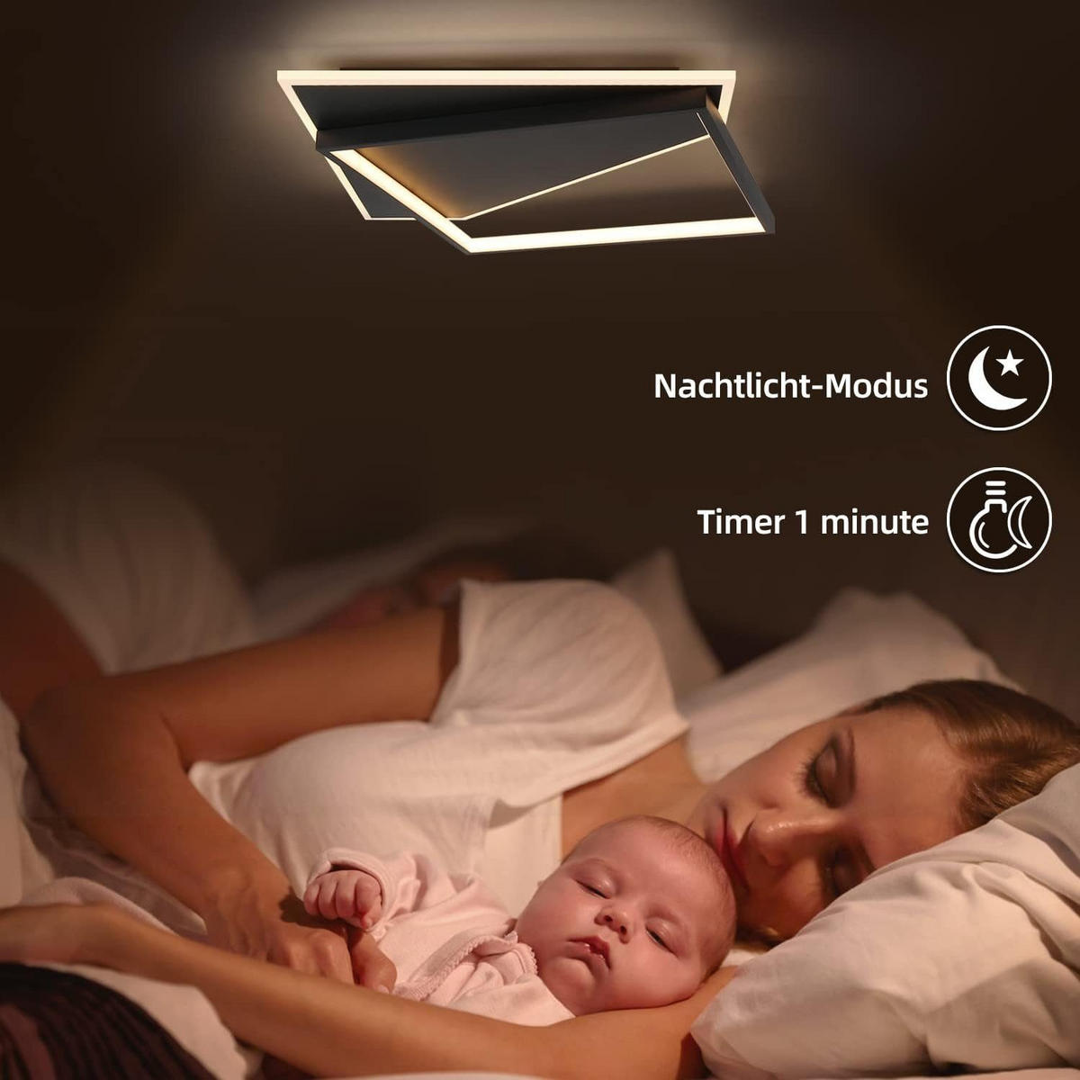 LED-DECKENLEUCHTE Alexander 48/48/6 cm - Schwarz, Metall (48/48/6cm) - Nettlife