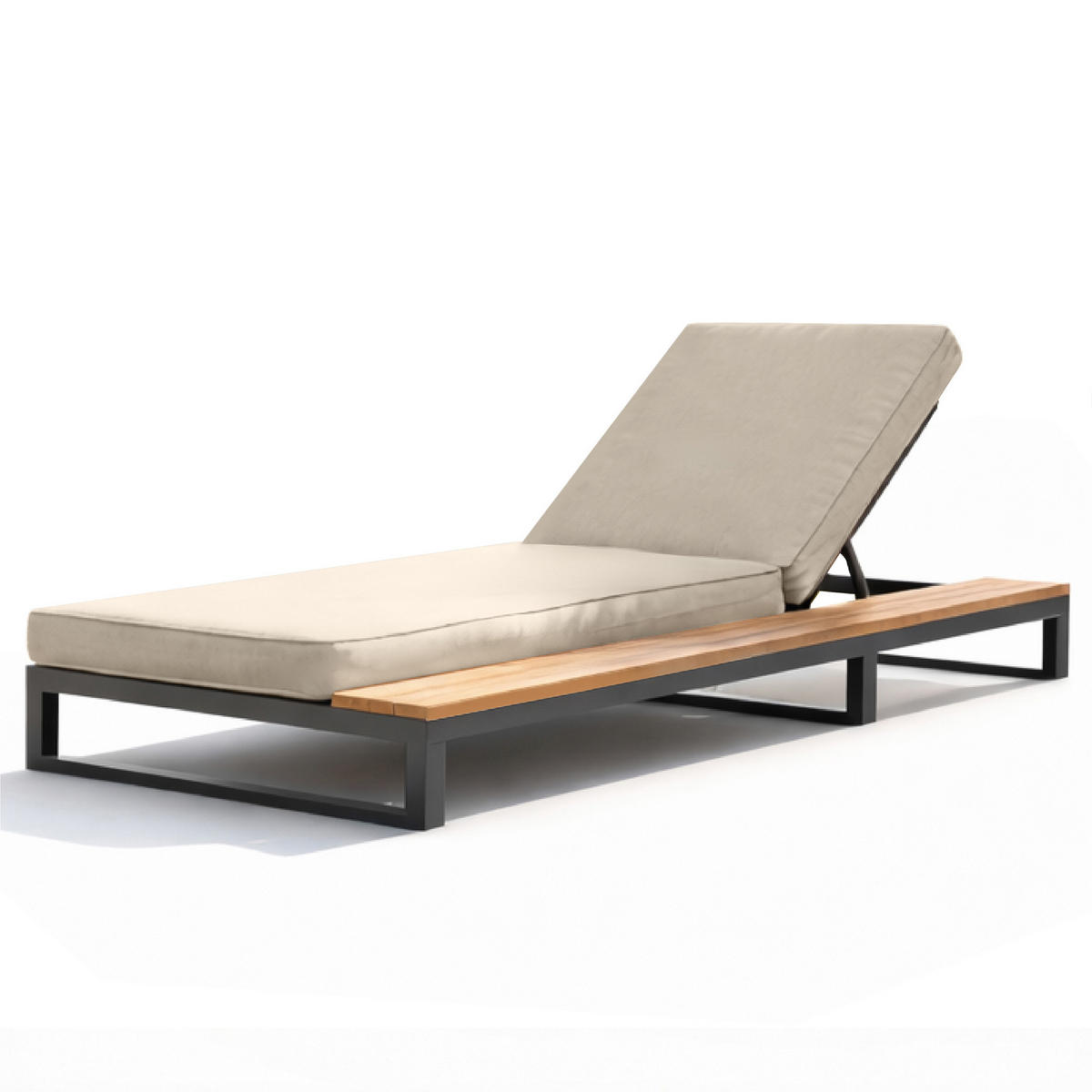 OUTDOOR-LIEGESTUHL Multifunktionales Sofabett Beige Rechte Seite 3-tlg - Beige, Metall (79.5/73/184cm) - ComfortXL