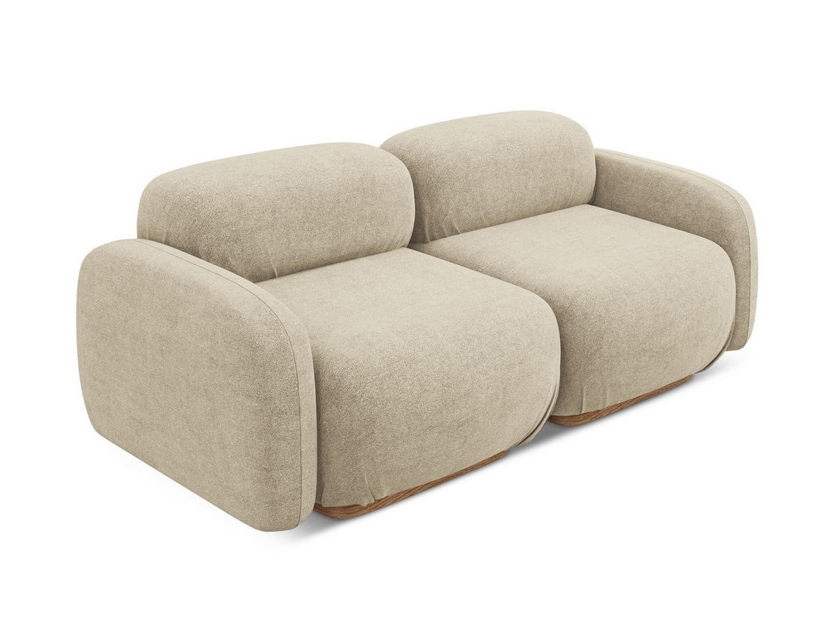 3-SITZER SOFA Bouclé Stoff Beige - Beige/Braun, Holz/Textil (190/73/95cm) - Makamii
