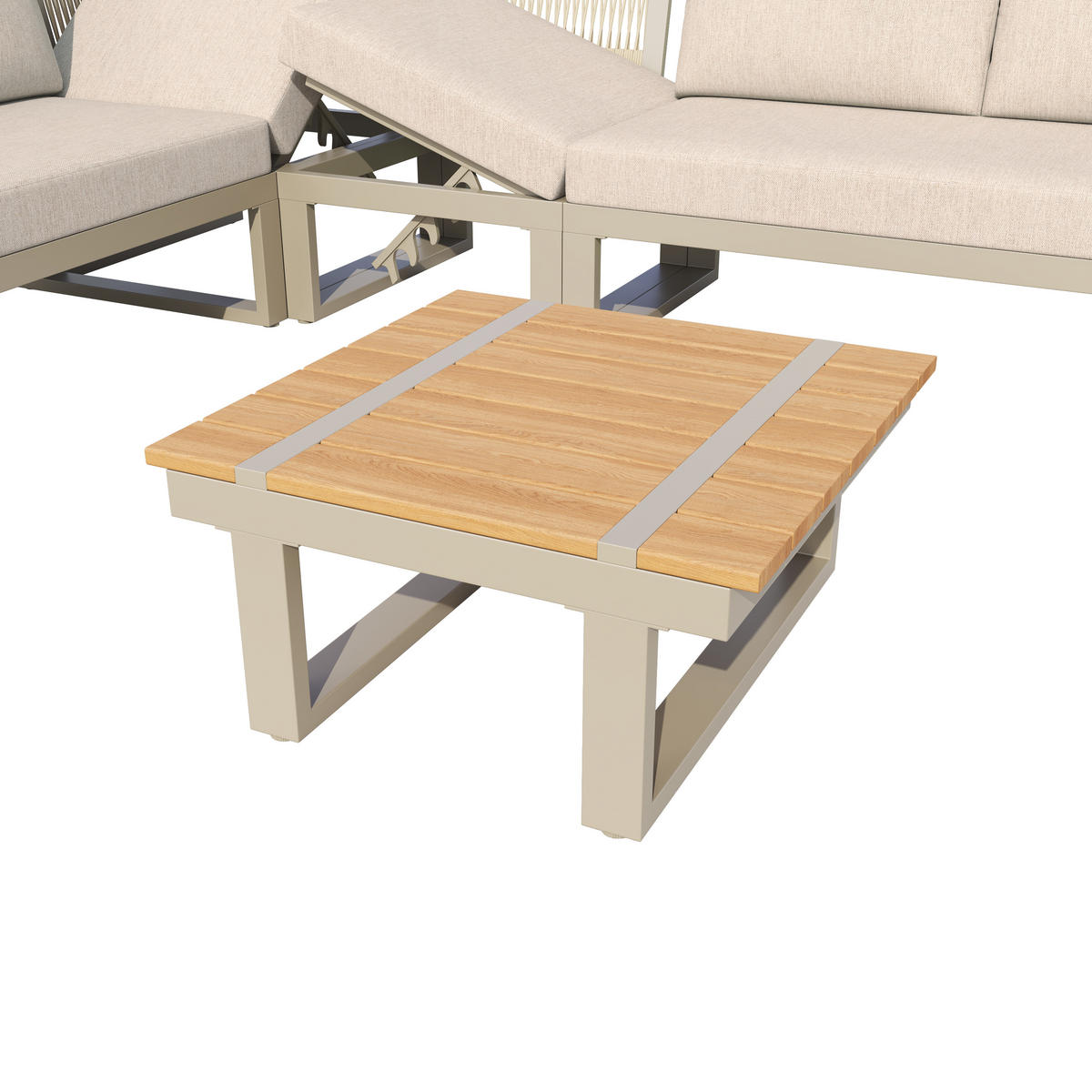 GARTENMÖBEL-SET, 2 Relaxbetten, Kippfunktion bis 55°, Beige - Beige, Textil - FLIEKS