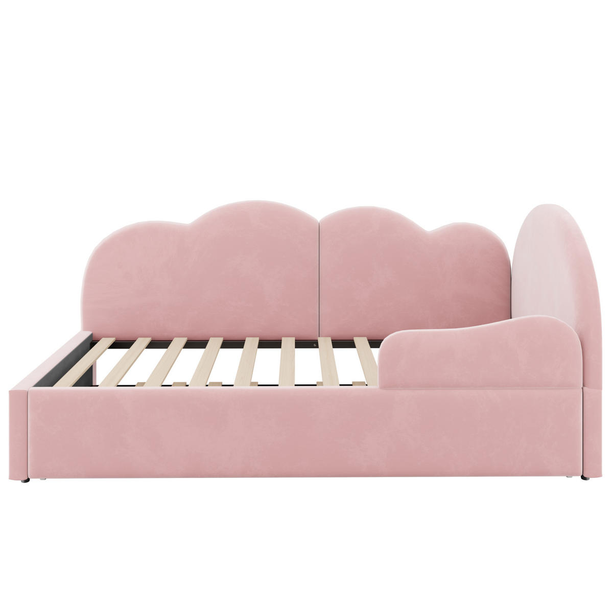POLSTERBETT Ausziehbares Schlafsofa Samt 90x200 cm Pink ausziehbar L-Form mit wolkenförmigem Kopfteil - Pink, Textil (90/200cm) - Modfu