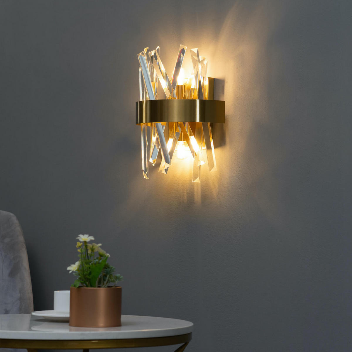 WANDLEUCHTE Ivanna, Gold / Messing, 28cm - Goldfarben, Glas (25/28/15cm) - KOSILUM