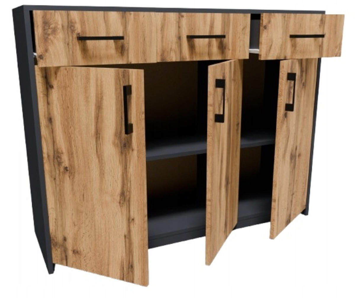 KOMMODE 3D3S Anthrazit-Wotan Eiche 110/35/85 cm Sideboard - Anthrazit/Eiche Wotan, Holzwerkstoff (110/85/35cm) - Matkam Möbel