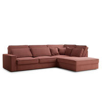 ECKSOFA Kirou Korallenfarbe Webstoff - Rechts Seite - Koralle/Schwarz, Holz/Holzwerkstoff (225/311cm) - Maison de Reve