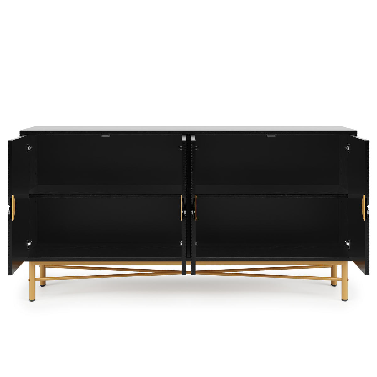 SIDEBOARD mit 2 Türen & 3 Schubladen, Schwarz & Holzoptik, 120 x 40 x 80 cm - Schwarz, Holzwerkstoff/Metall (160/82/40cm) - Urban Meuble