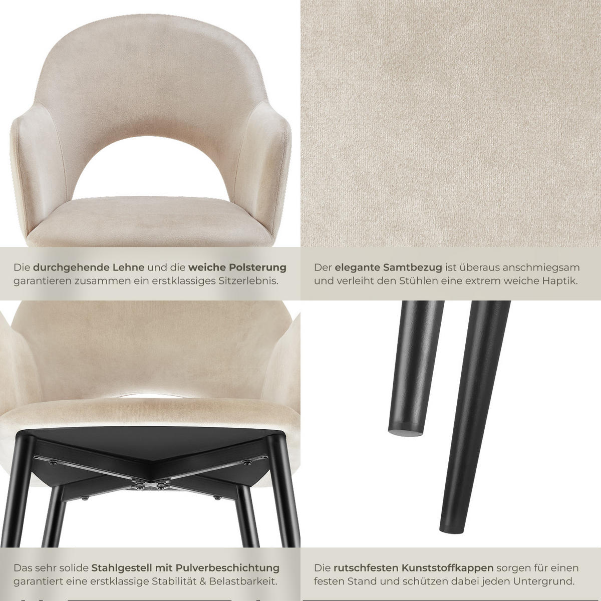 ARMLEHNSTUHL Sachel,57 x 61,5 x 87,5 cm,creme - Creme, Kunststoff (57/87.5/61.5cm) - tectake