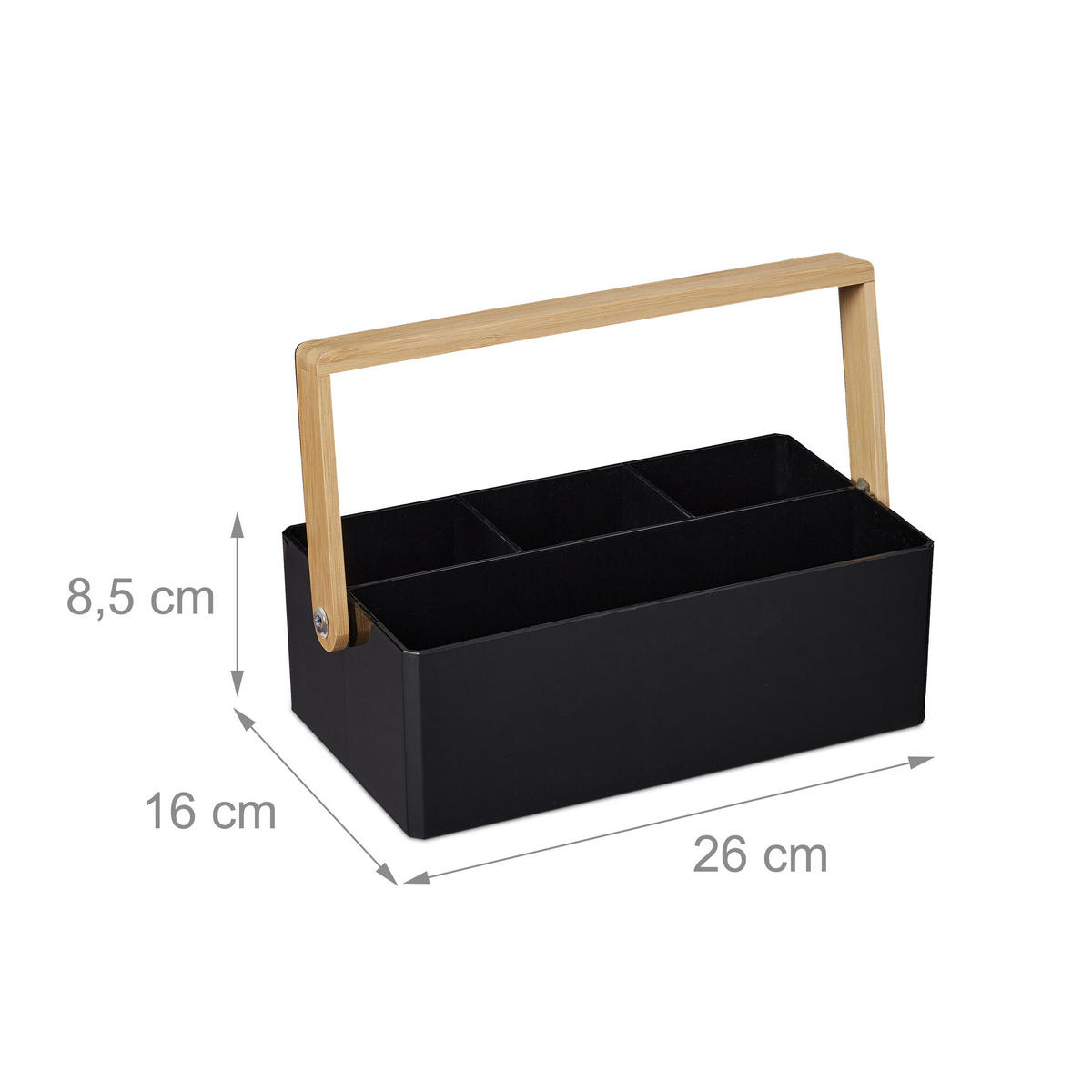 ORGANIZER - Schwarz, Holz/Kunststoff (16/26/8.5cm) - Relaxdays