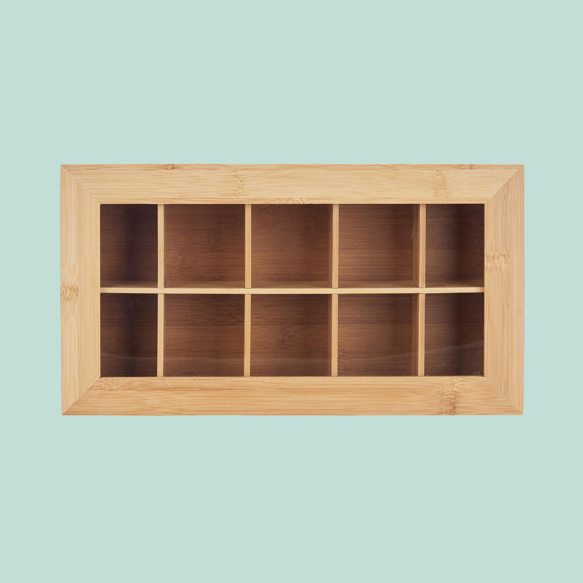 TEEBOX Natur Bambus 10 Fächer 9x36,5x20 cm - Hellbraun, Holz/Holzwerkstoff (36.5/9/20cm) - Relaxdays