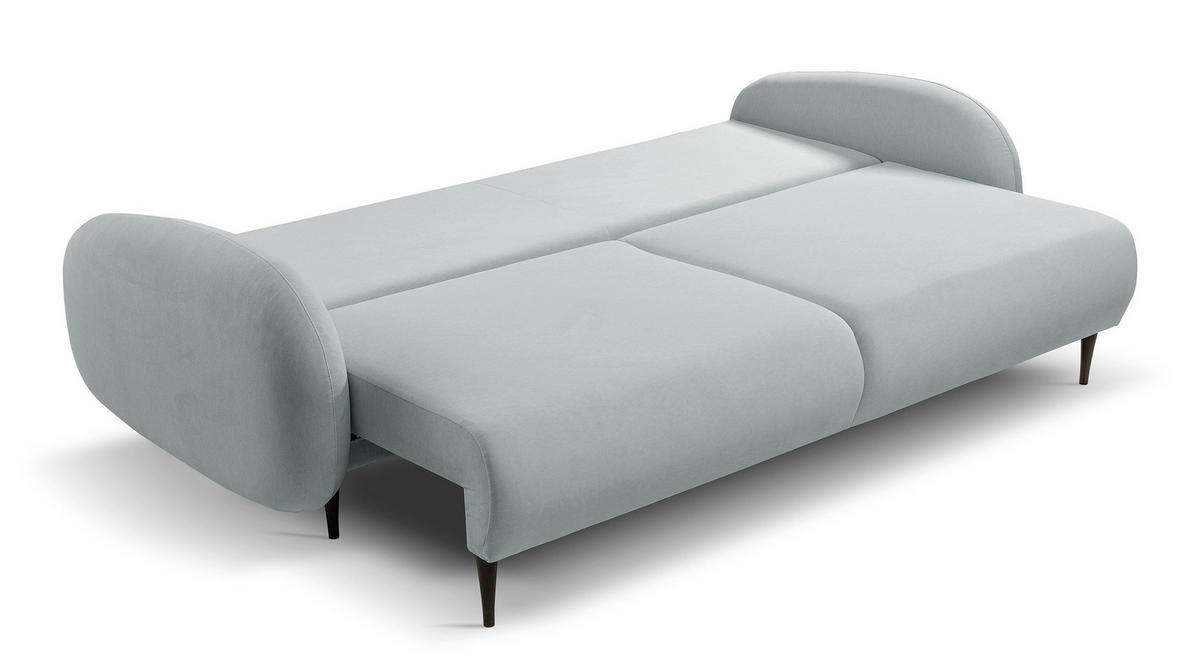 SCHLAFSOFA Bafra Grau Velours - Schwarz/Grau, Holz/Textil (232/92/102cm) - Selsey