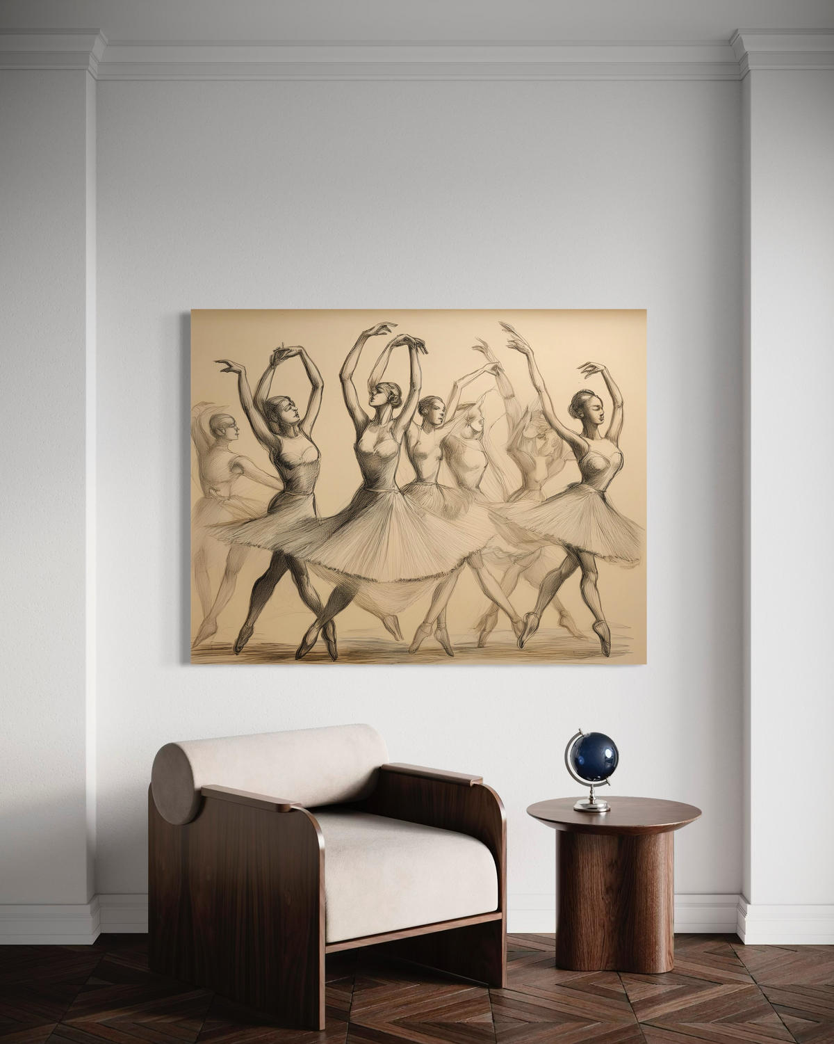 WANDBILD ballerinas tanzen vintage - Beige, Textil (60/40cm) - Feeby