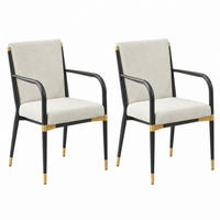 ESSZIMMERSTUHL 2er-Set mit Armlehnen Stoff Beige Schwarz-Gold - Beige, Metall (53/86/59cm) - Meubliv