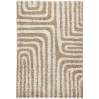 TEPPICH shaggy mit geometrischem Muster in Beige Olympe 80x140 cm - Beige, Textil (80/140cm) - Nazar Rugs