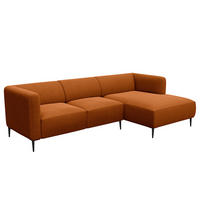 2,5-SITZER ECKSOFA mit Longchair - Rostfarben/Schwarz, Textil/Metall (271/148cm) - home24