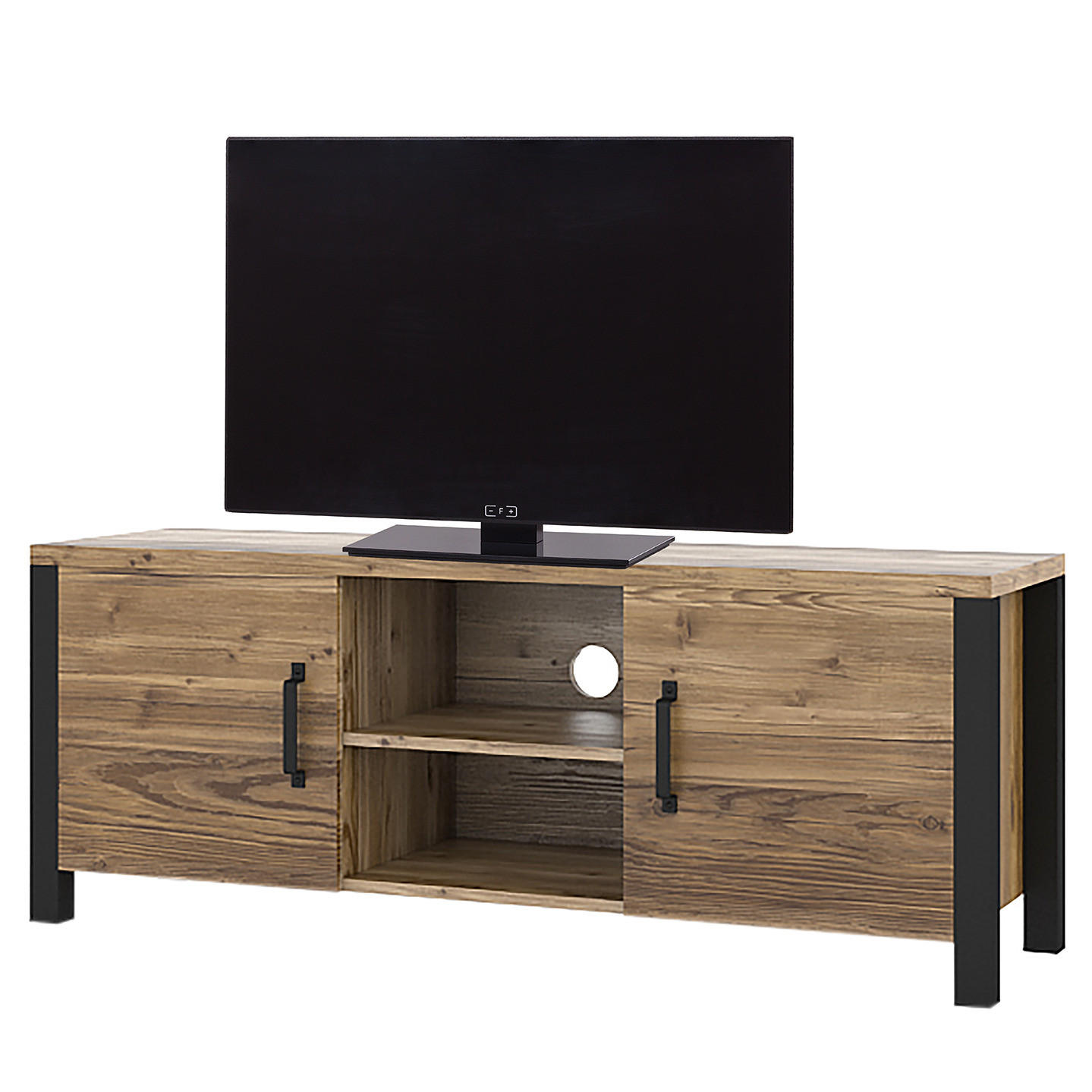 TV-LOWBOARD - Fichtefarben/Schwarz, Holzwerkstoff/Kunststoff (147/57/43cm) - home24
