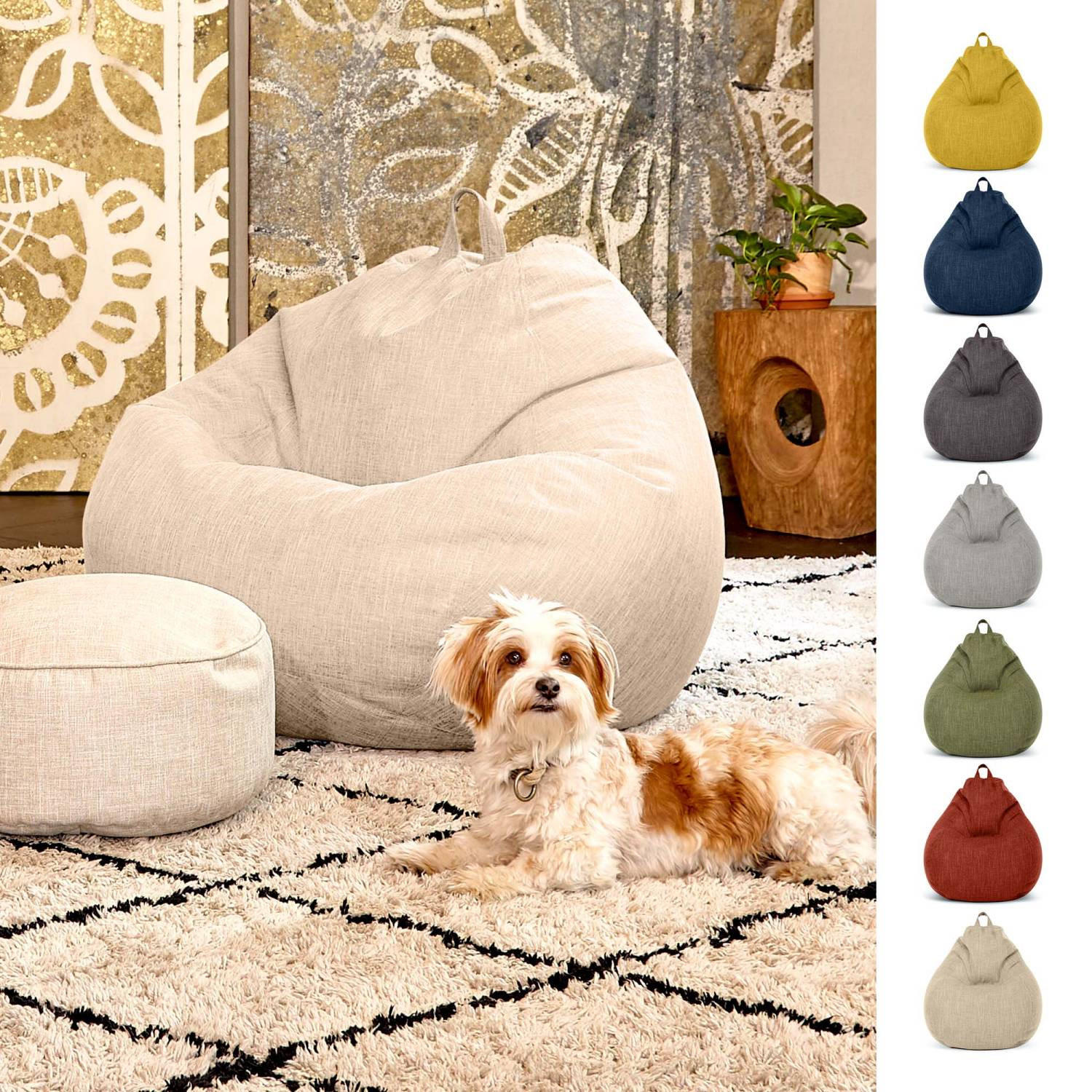 SITZSACK Indoor "Home Linen" - 200 Liter - Beige, Textil (80/90/50cm) - Green Bean