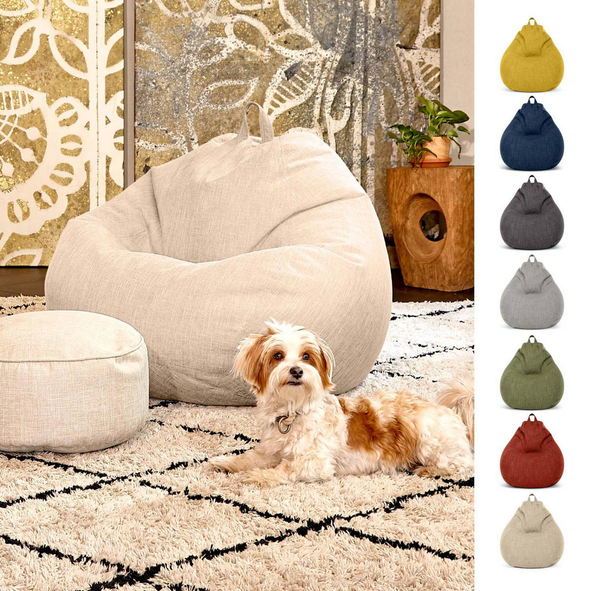 SITZSACK Indoor "Home Linen" - 200 Liter - Beige, Textil (80/90/50cm) - Green Bean