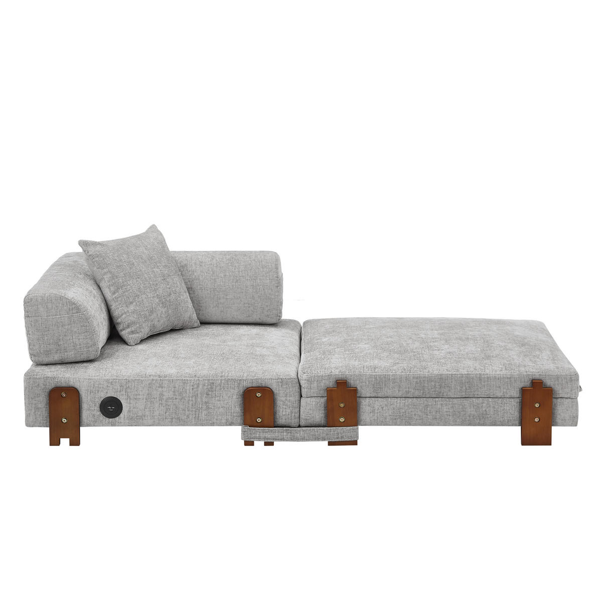 SCHLAFSOFA DE-35099 mit USB und Stauraum Hellgrau - Hellgrau, Textil (170.5/48/84cm) - ComfortXL