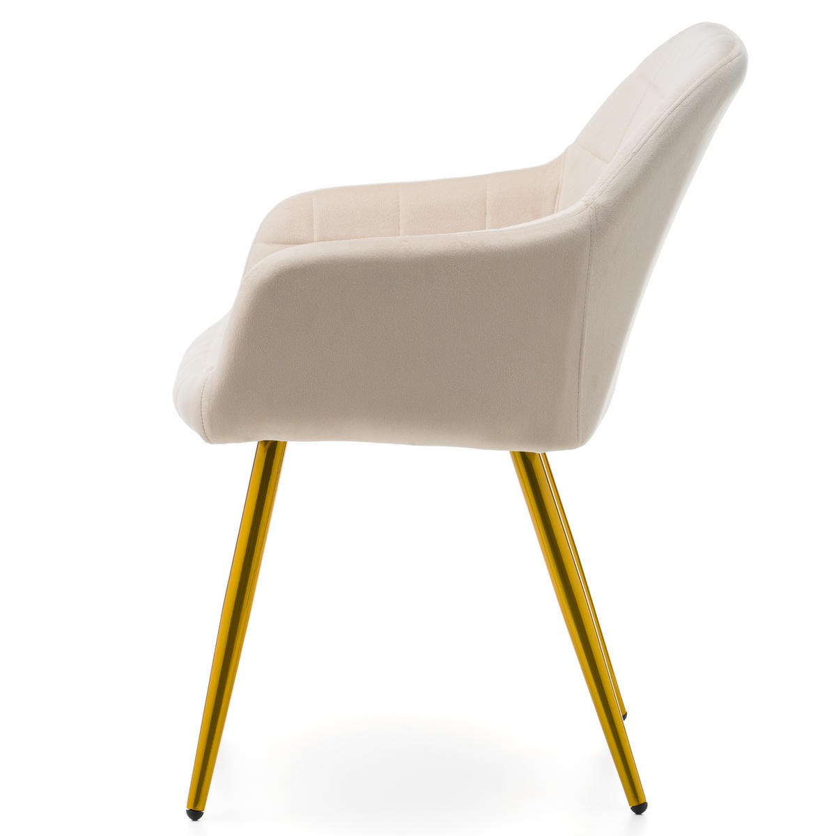 STUHL ORTE gepolstert mit Steppung - beige goldene beine - Samt Velours - Beige/Goldfarben, Textil/Metall (56/85/62cm) - NEW HOME