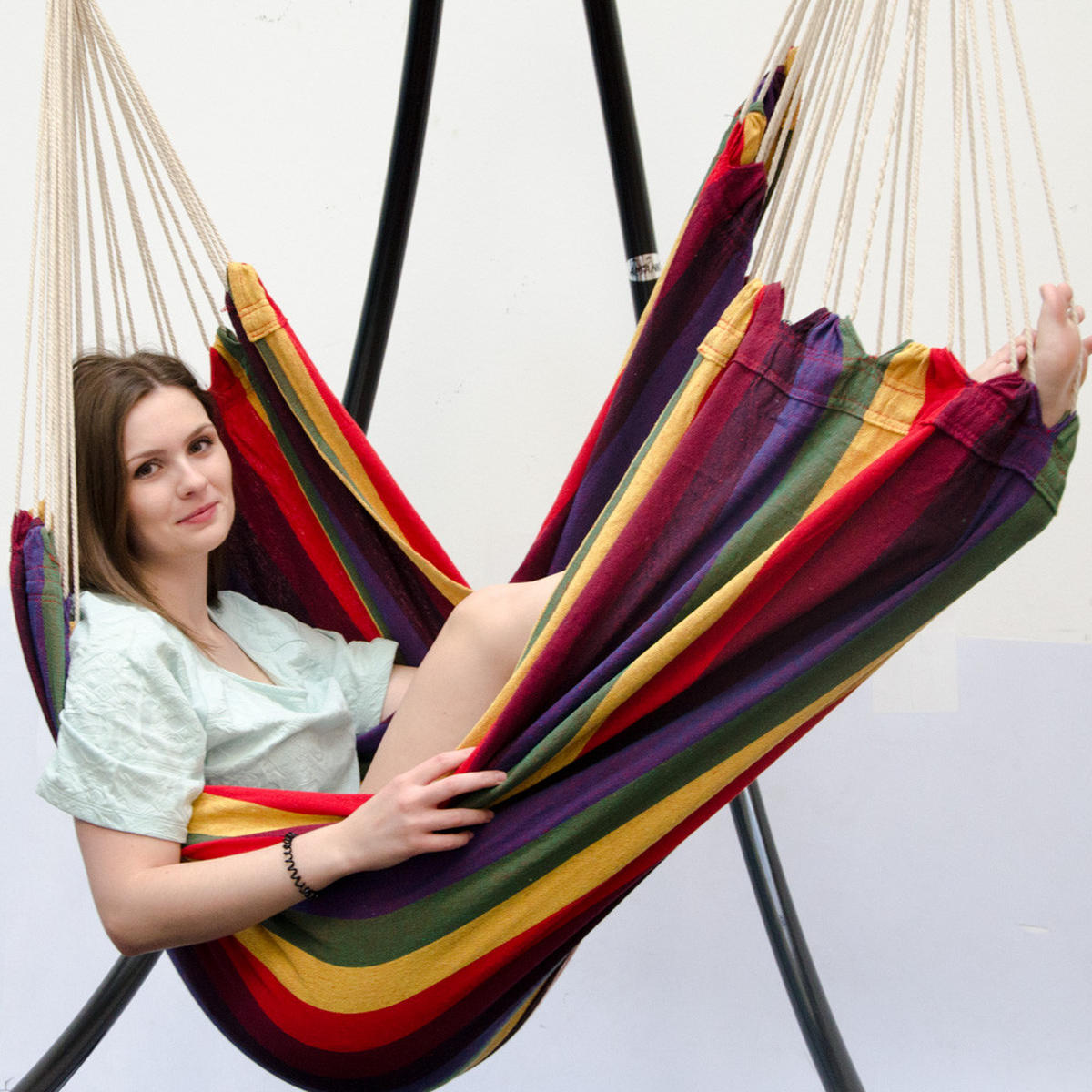 XXL-FAMILIEN-HÄNGESESSEL bis 150kg, 190/140cm, Bunt - Multicolor, Textil (140/155/190cm) - Amanka