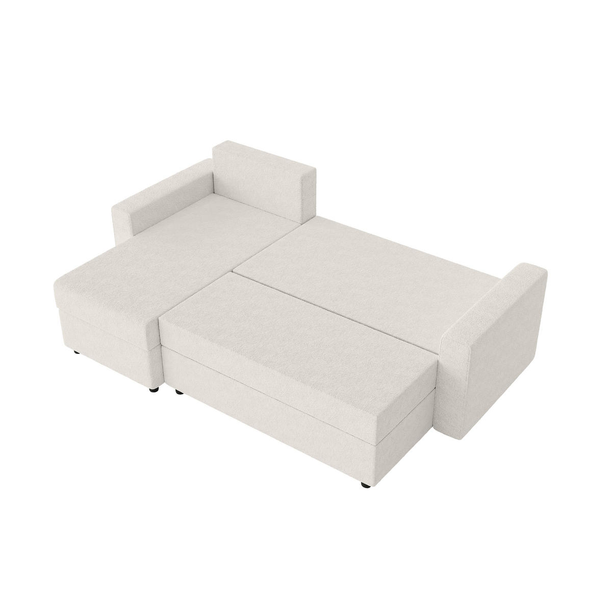 ECKSOFA Goka Lux L mit Schlaffunktion und 2 Bettkästen, Weiß - Weiß, Textil (230/146cm) - Fedve