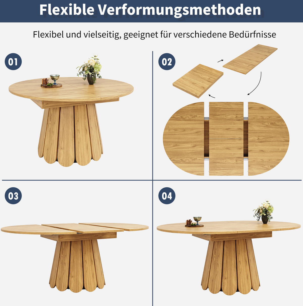 AUSZIEHTISCH 118 cm, ausziehbar auf 158 cm, in Naturholzoptik - Naturfarben, Holzwerkstoff (158/118/76cm) - BEAOK
