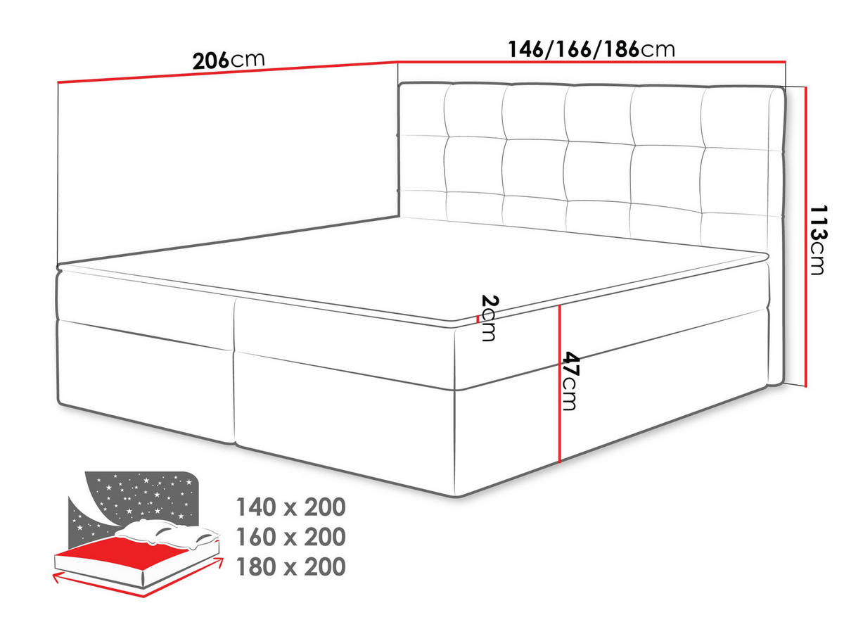 BOXBETT Nele - Weiß, Holz/Holzwerkstoff (140/200cm) - MIRJAN24