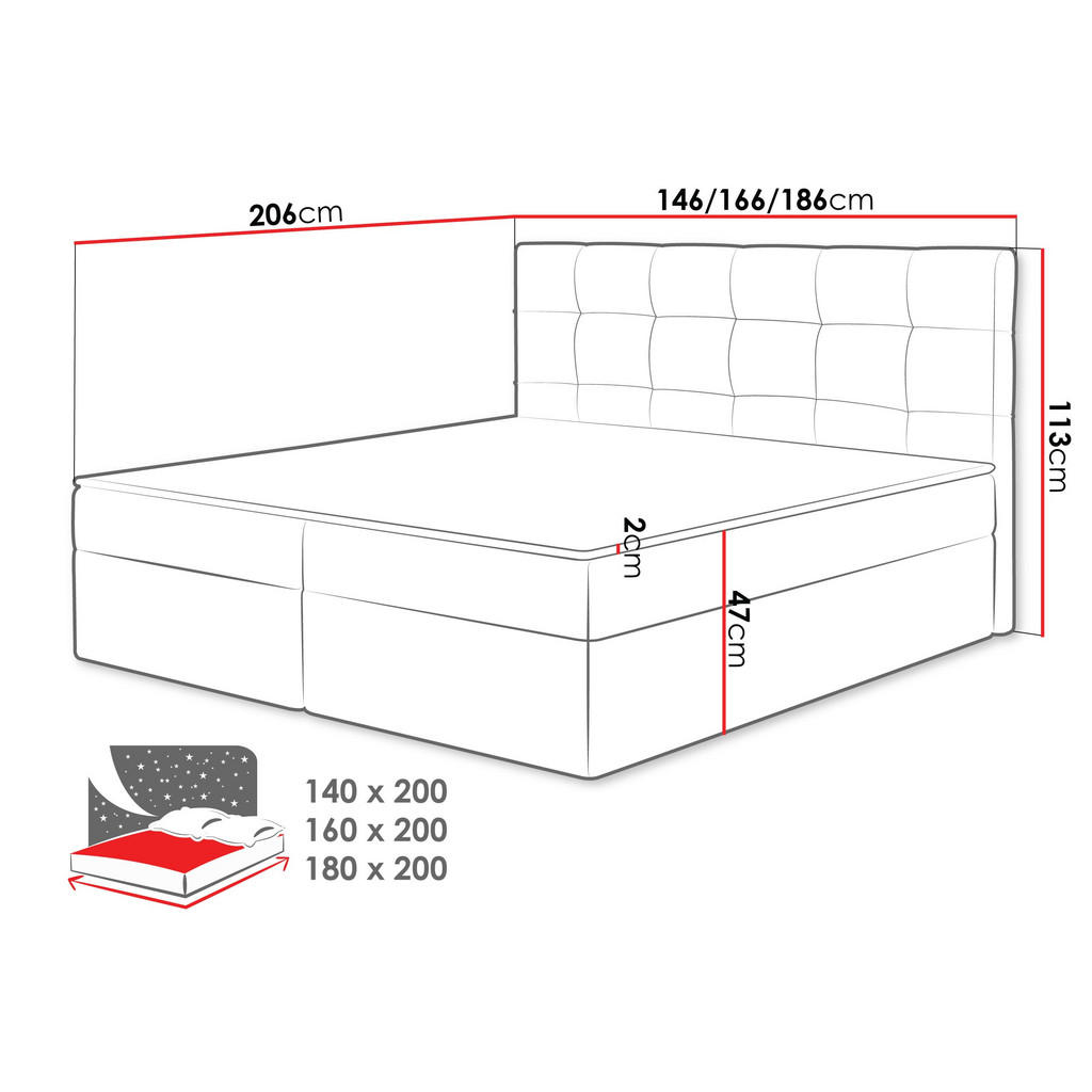 Thumbnail - Mirjan24 Boxbett, Greige, Textil, H3, Rechteckig, 180x200 cm, Schlafzimmer, Betten, Boxspringbetten