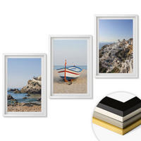 WANDBILDER 3er-Set - 40x60 cm Weißer Rahmen - Ansichten von Griechenland mit einem Boot und Häusern - Weiß, Kunststoff (40/60cm) - ArtPrintCave